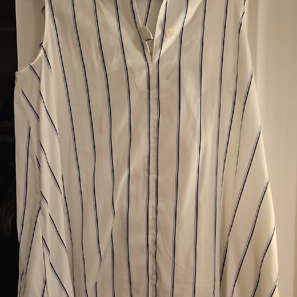 Banana Republic White and Blue Striped Dress